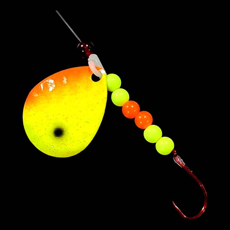 Spinner Rigs for Live Bait - Pk Sure Death Spinning Rig Yellow - Nickel Spinner