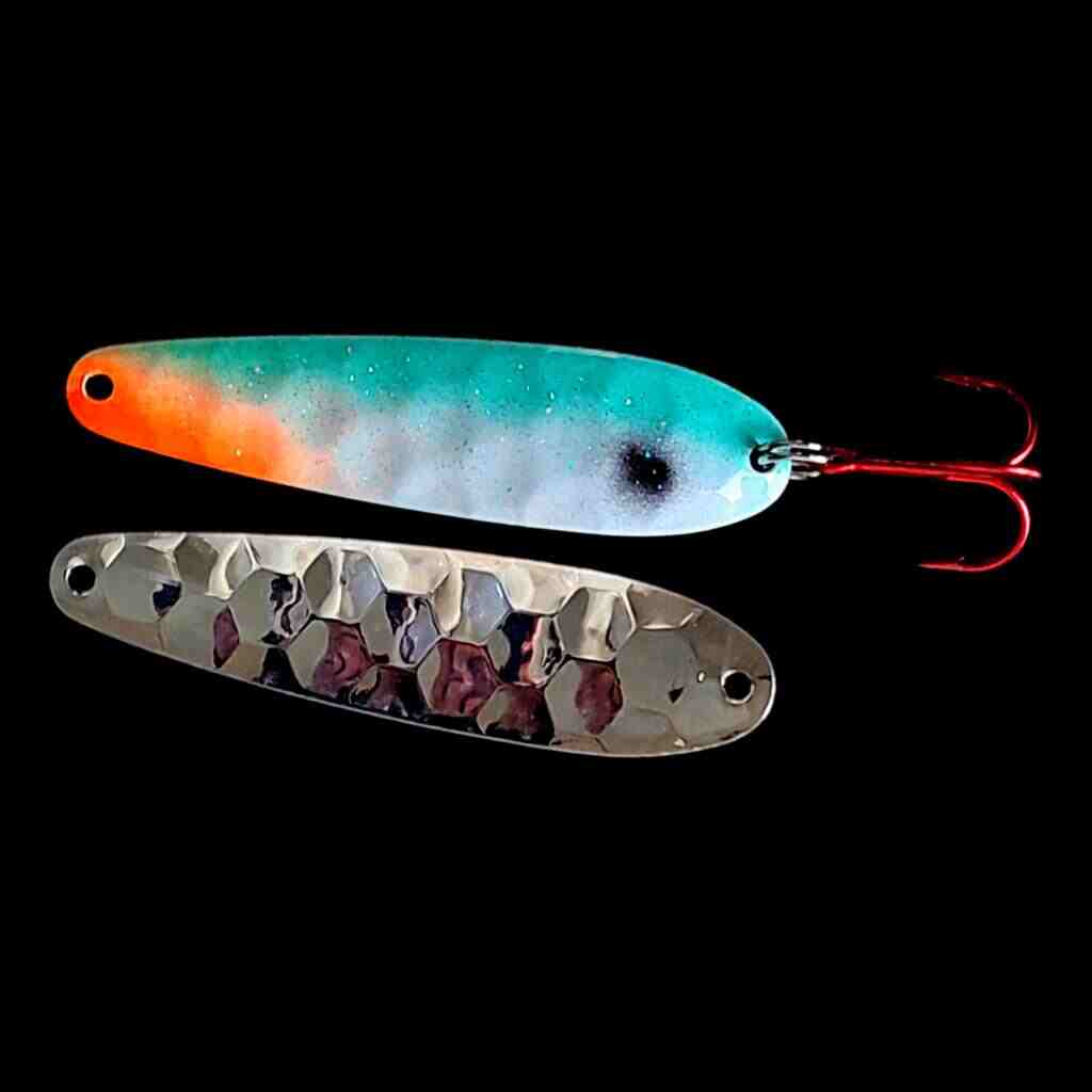 Bago Lures Tennessee Shad Flutter Spoon with silver back.
