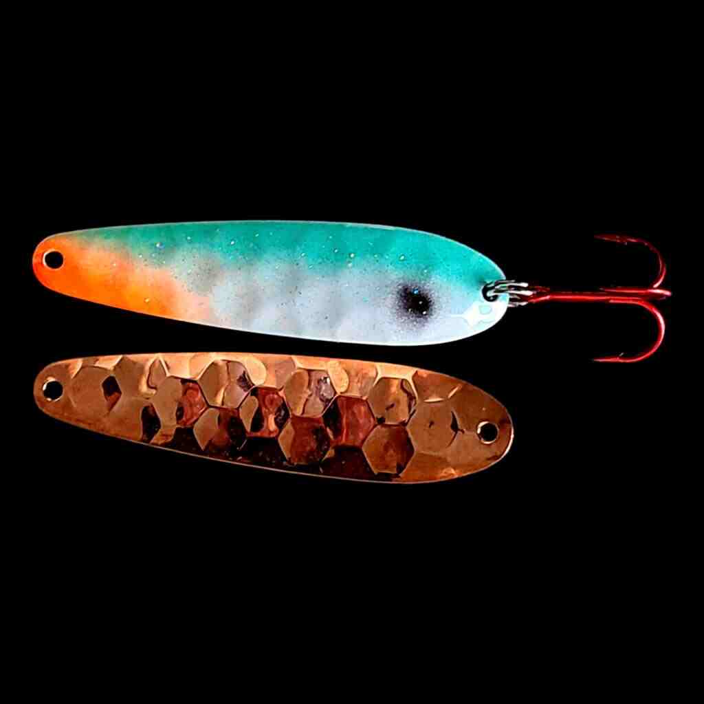 Bago Lures Tennessee Shad Flutter Spoon with copper back.