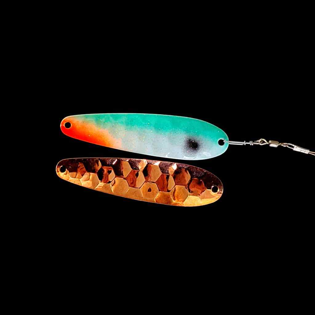 Bago Lures Tennessee Shad Spoon Harness with copper back.