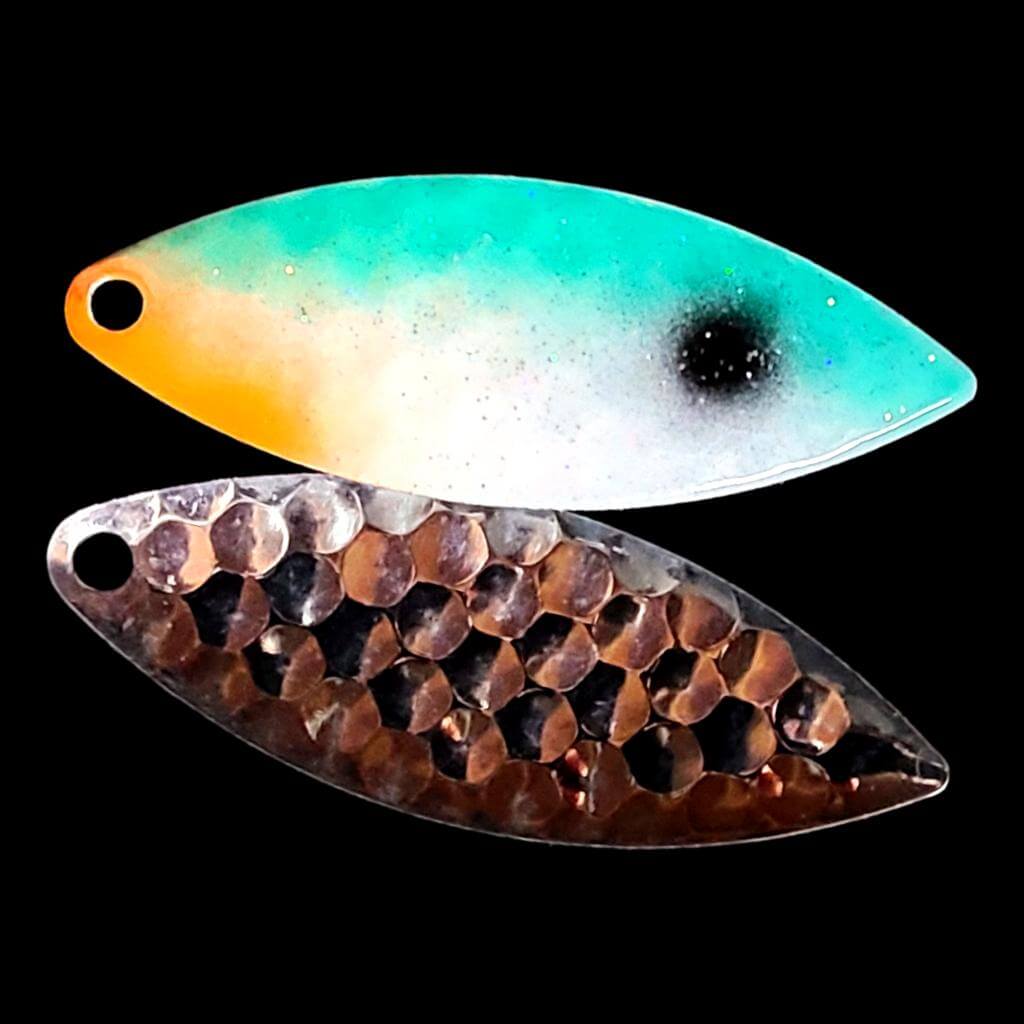 Bago Lures Tennessee Shad Willowleaf Spinner Blade with silver back.