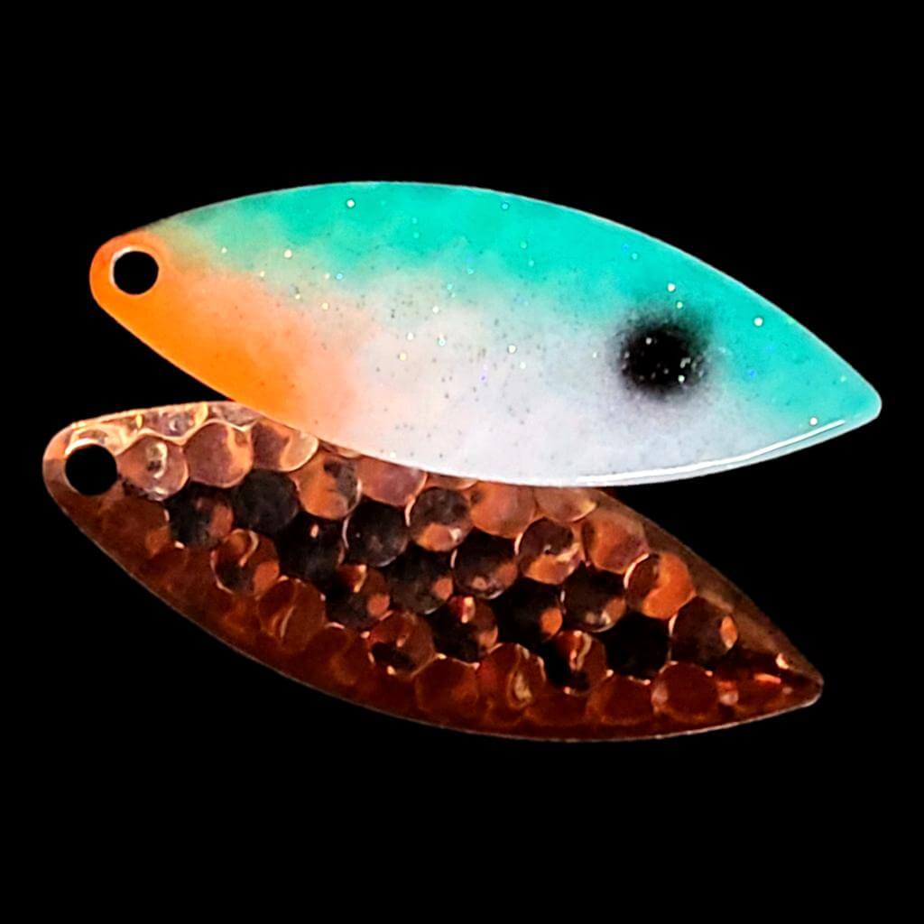 Bago Lures Tennessee Shad Willowleaf Spinner Blade with copper back.