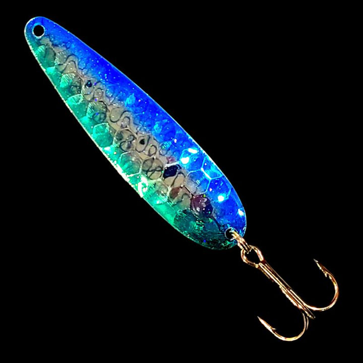 Bago Lures Double UV Blue Dolphin Salmon Whisperer Trolling Spoon.