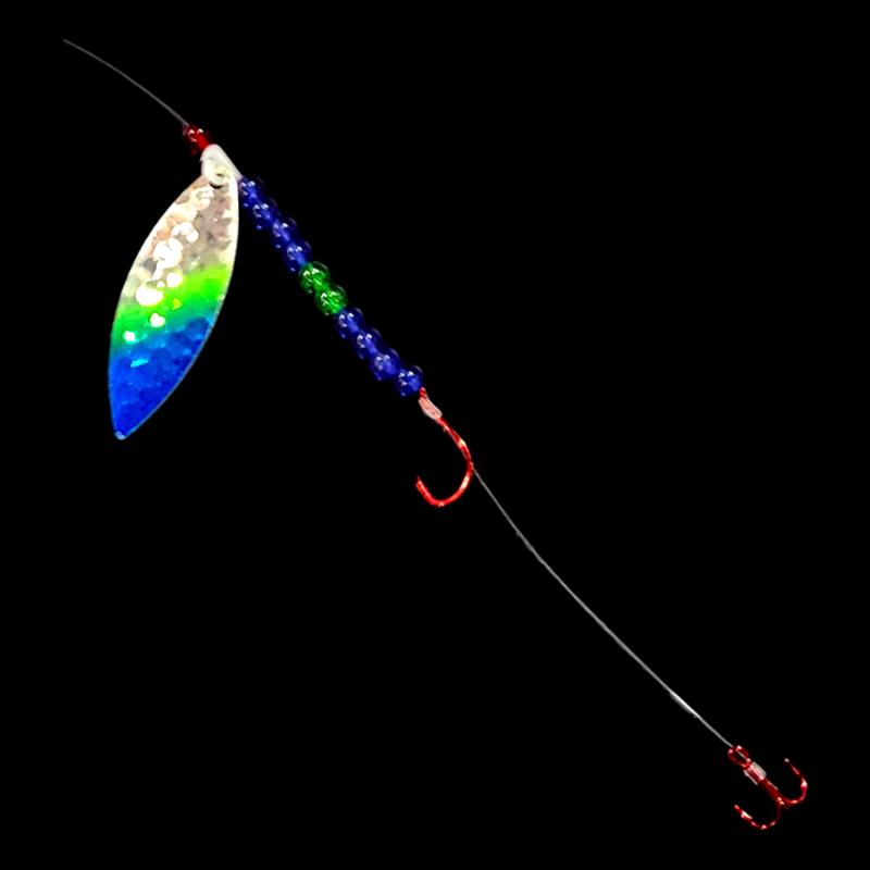 Double UV Blue Flash Willow Leaf Blade Crawler Harness – Bago Lures
