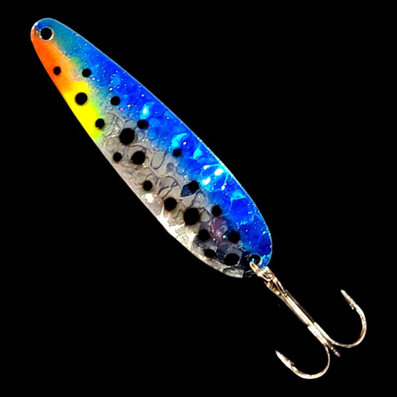 Bago Lures Double UV Blue Huckleberry Salmon Whisperer Trolling Spoon.