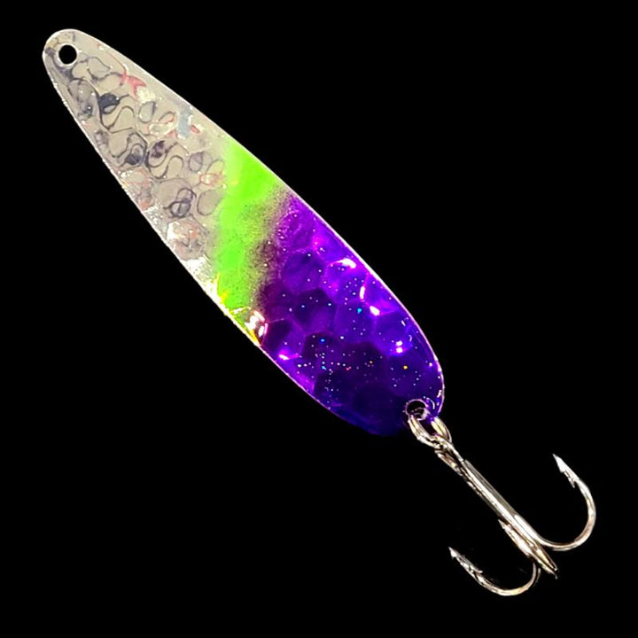 Bago Lures Double UV Purple Flash Salmon Whisperer Trolling Spoon.