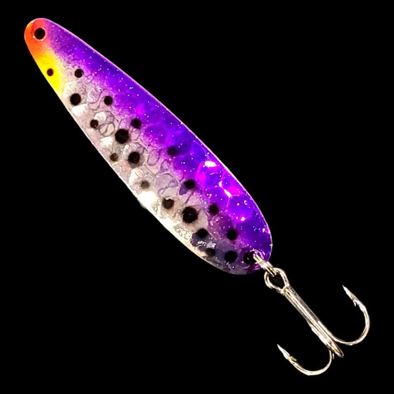 Bago Lures Double UV Purple Huckleberry Salmon Whisperer Trolling Spoon.