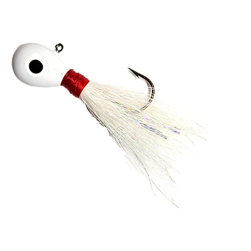 Bago Lures White Flat Head Bucktail Jig.