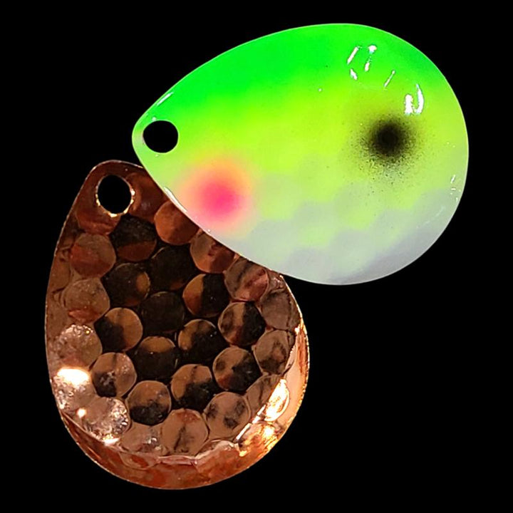 Bago Lures Yellowtail Walleye Whisperer Deep Cup Colorado blade with copper back.